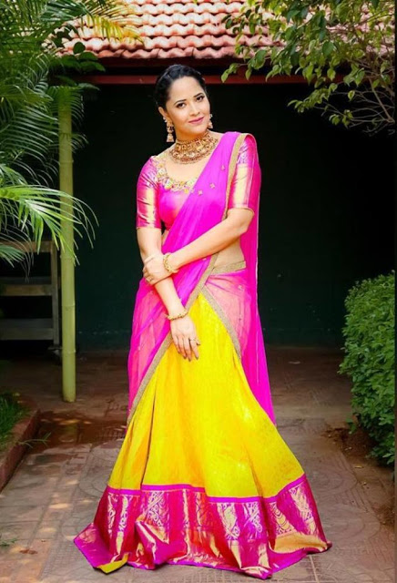 Telugu TV Girl Anasuya Bharadwaj Photos In Traditional Pink Lehenga Choli 7